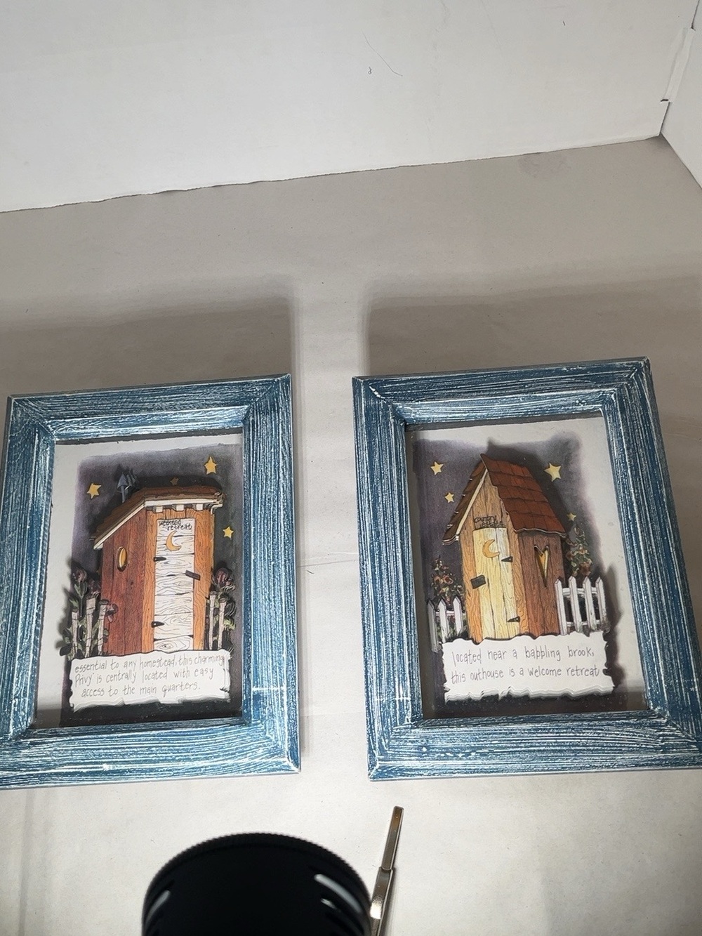 Rustic Outhouse Shadow Box Wall Art Set of 2 Framed Country Primitive Decor
